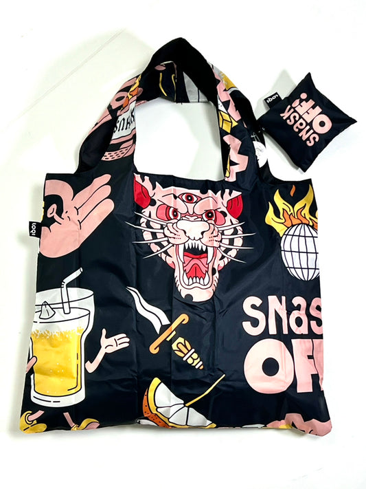 【LOQI】ARTISTS Collection SNASK Tiger Snake Beer Black Recycled Bag SN.TB.R