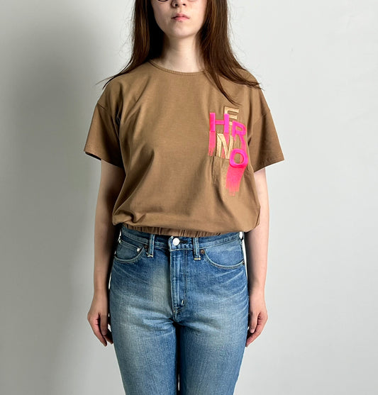 【HERNO】インターロックジャージTシャツ(ブラウン)