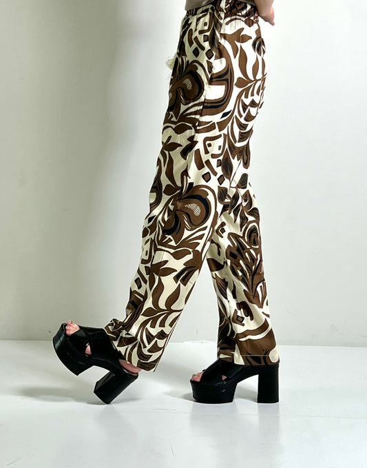 【IL VENTO & LA SETA】プリントパンツ(ブラウン)