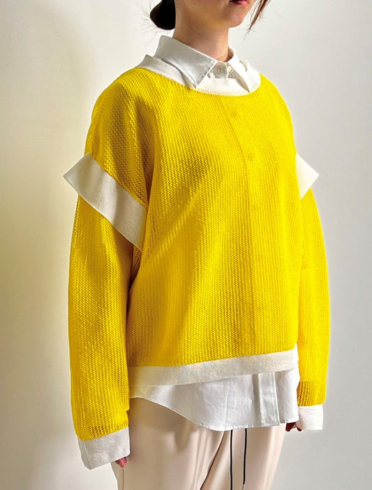 【one of the green】メッシュニット(YELLOW)