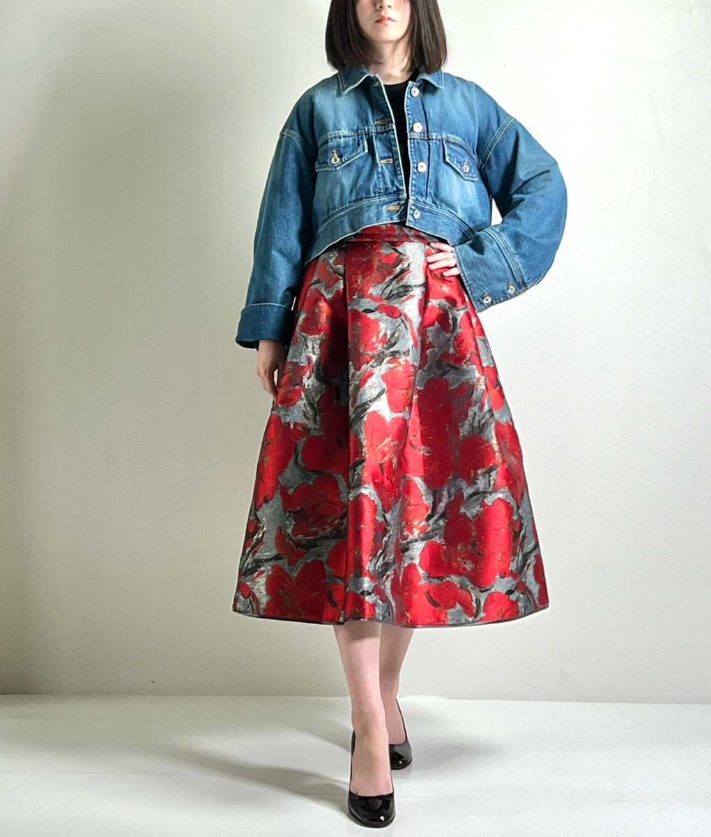 【DOUBLE STANDARD ClOTHING】フラワージャガードフレアスカート
