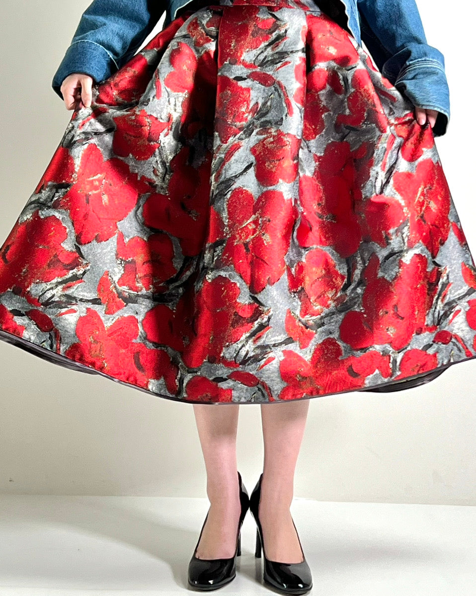 【DOUBLE STANDARD ClOTHING】フラワージャガードフレアスカート